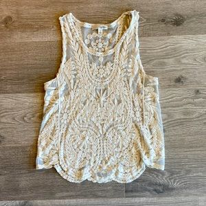 Sheer embroidered tank